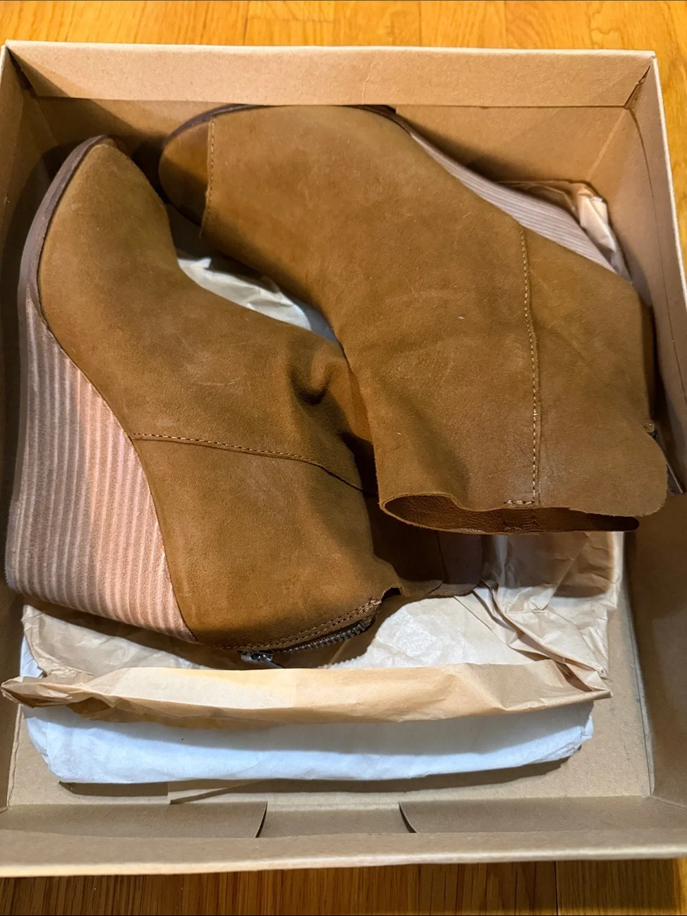 Lucky Brand Brown Suede Wedge Ankle Boots